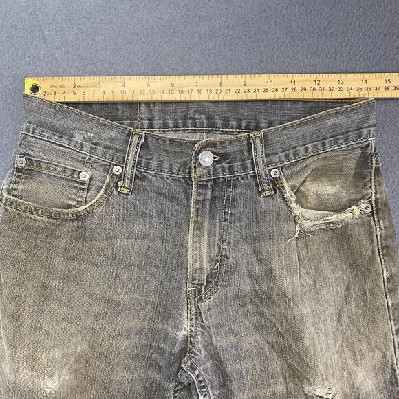Levis 514 Jeans Mens 28x28 Gray Denim Distressed Straight Leg Grunge Thrashed - Picture 13 of 16